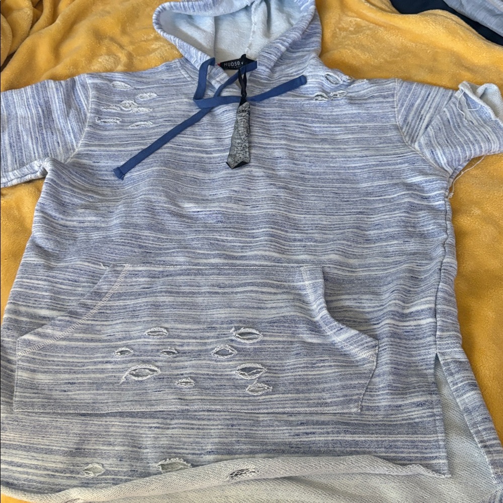 Hudson Jeans Gray and Blue Hoodie